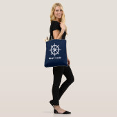 Bootnaam nautische schepen Helm Deep Navy Blue Tote Bag (Op model)