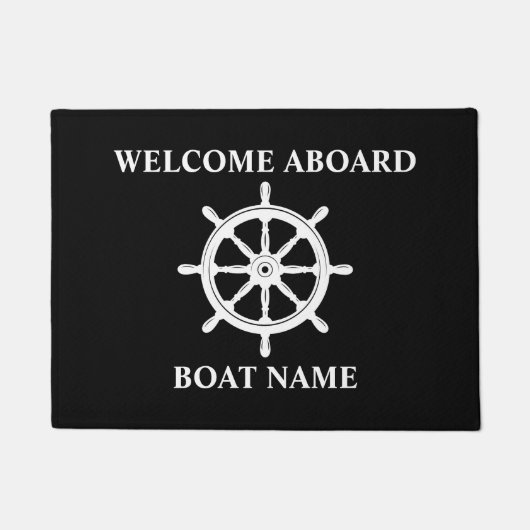 Bootnaam nautische schepen wiel helm welkom deurmat (Voorkant)