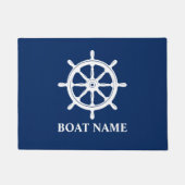 Bootnaam nautische schepen wiel marineblauw deurmat (Voorkant)