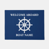 Bootnaam nautische schepen wiel welkom deurmat (Voorkant)