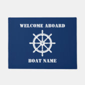 Bootnaam nautische wiel helm welkom aan boord mari deurmat (Voorkant)