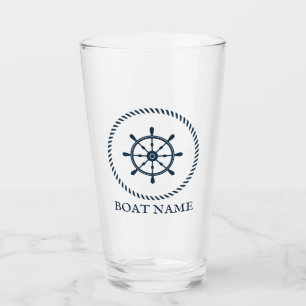 Bootnaam Navy Blue gepersonaliseerd Glas