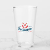 Bootnaam Navy Blue Gepersonaliseerd Modern Glas (Voorkant)