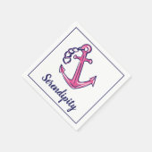 Bootnaam Navy Pink Anchor Servet (Hoek)