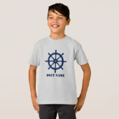 Bootnaam of Jouw naam Scheepshelm Navy & Grey T-shirt (Voorkant volledig)