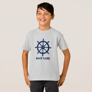 Bootnaam of Jouw naam Scheepshelm Navy & Grey T-shirt