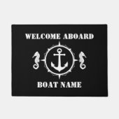 Bootnaam Seahorse Anker Welkom aan boord Zwart Deurmat (Voorkant)