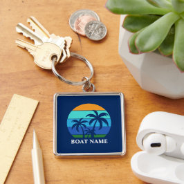 Bootnaam Sun Palm Trees Blauw Premium Sleutelhanger