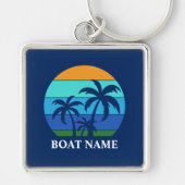 Bootnaam Sun Palm Trees Blauw Premium Sleutelhanger (Voorkant)