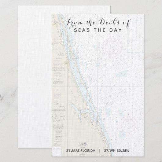 Bootnaam vanaf de dekken van Stuart FL Nautical Briefpapier (Voorkant / Achterkant)