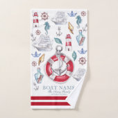 Bootnaam Waterverf Nautische elementen Bad Handdoek (Handdoek)