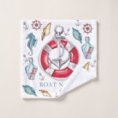 Bootnaam Waterverf Nautische elementen Bad Handdoek (Wasdoekje)
