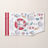 Bootnaam Waterverf Nautische elementen Bad Handdoek (Handdoek)