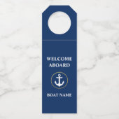 Bootnaam Welkom aan boord Navy Blue Flessenhanger (Voorkant)