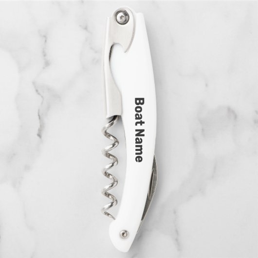 Bootnaam Witte en Zwarte Tekst Sjabloon Kurkentrekker (Voorkant)