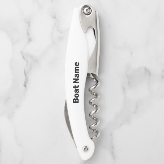 Bootnaam Witte en Zwarte Tekst Sjabloon Kurkentrekker (Achterkant)