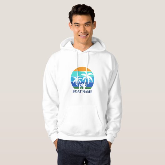 Bootnaam zon palmbomen hoodie (Voorkant volledig)