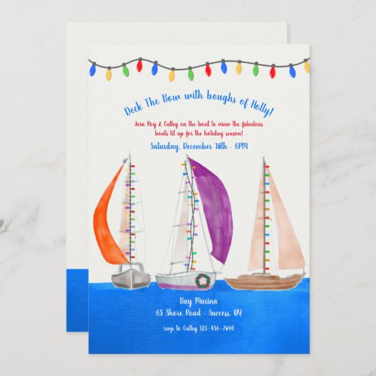 Bootparade van Lichtjes Uitnodiging (Voorkant / Achterkant)