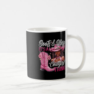 Boots & amp; Bling It A Cowgirl Thing Pink Black C Koffiemok