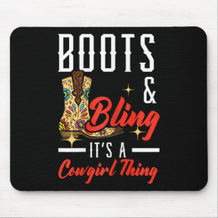 Boots & Bling It A Cowgirl Thing Rodeo Wester Muismat