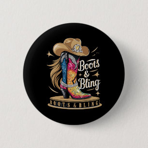 Boots & Bling It A Cowgirl Thing Rodeo Wester Ronde Button 5,7 Cm