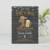 Boots and Beers Adult Birthday Invitation Kaart (Staand voorkant)