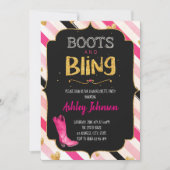 Boots and bling bachelorette party call kaart (Voorkant)