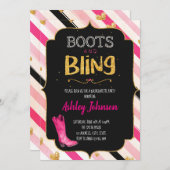 Boots and bling bachelorette party call kaart (Voorkant / Achterkant)