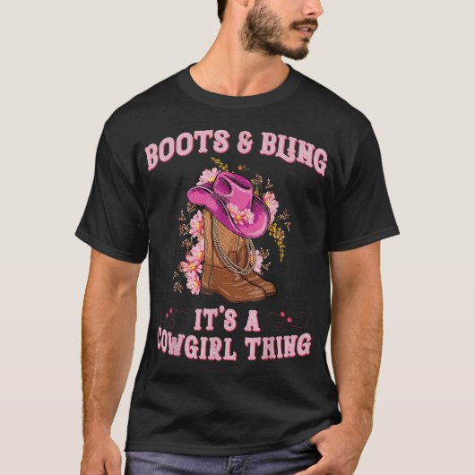 Boots and Bling is een cowgirl ding waar Rodeo van T-shirt (Voorkant)