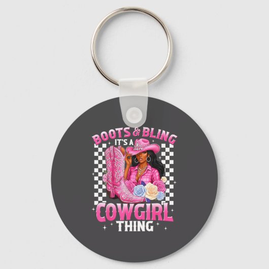 Boots And Bling It's Cowgirl Thing Black History G Sleutelhanger (Voorkant)