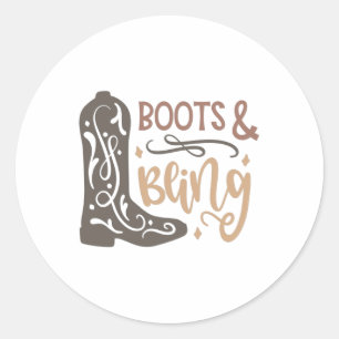 Boots and Bling Ronde Sticker