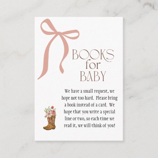 Boots and Bows Baby Girl Books for Baby Informatiekaartje (Voorkant)