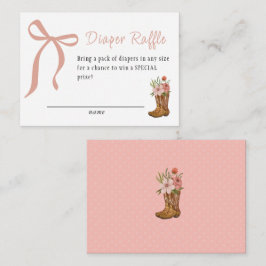 Boots and Bows Baby Girl Shower Diaper Raffle Informatiekaartje