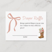 Boots and Bows Baby Girl Shower Diaper Raffle Informatiekaartje (Voorkant)