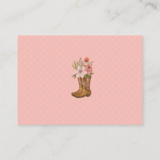 Boots and Bows Baby Girl Shower Diaper Raffle Informatiekaartje (Achterkant)