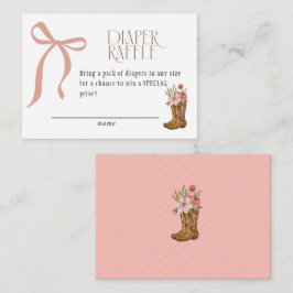 Boots and Bows Baby Girl Shower Diaper Raffle Informatiekaartje
