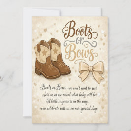 Boots and Bows Gender Reveal Invitation Kaart