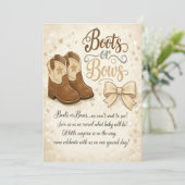 Boots and Bows Gender Reveal Invitation Kaart (Staand voorkant)