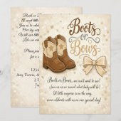 Boots and Bows Gender Reveal Invitation Kaart (Voorkant / Achterkant)