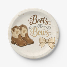 Boots and Bows Gender Reveal Paper Plate Papieren Bordje