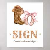 Boots and Bows Gender Reveal Sign Poster (Voorkant)