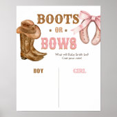 Boots and Bows Gender Reveal Sign Poster (Voorkant)