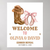 Boots and Bows Gender Reveal Welcome Sign Poster (Voorkant)