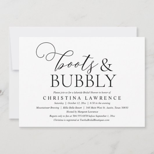 Boots and Bubble, Bride to be, Vrijgezellenfeest Kaart (Voorkant)