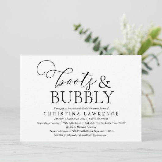 Boots and Bubble, Bride to be, Vrijgezellenfeest Kaart (Staand voorkant)