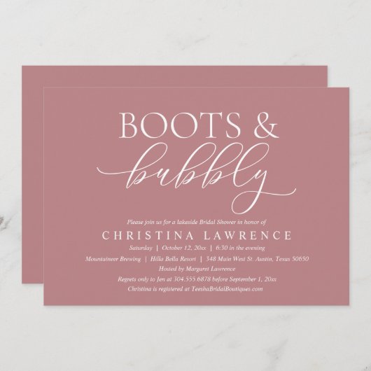 Boots and Bubble, Bride to be, Vrijgezellenfeest Kaart (Voorkant / Achterkant)