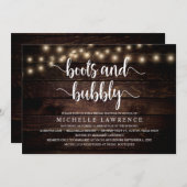 Boots and Bubble, Rustic Vrijgezellenfeest Celebra Kaart (Voorkant / Achterkant)