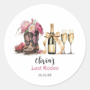 Boots and Bubbles Vrijgezellenfeest Laatste rodeo Ronde Sticker