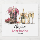 Boots and Bubbles Vrijgezellenfeest Laatste rodeo Sparkling Wijnetiket (Enkel label)