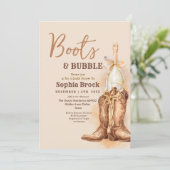 Boots and Bubbly Bridal Shower Invitation Kaart (Staand voorkant)